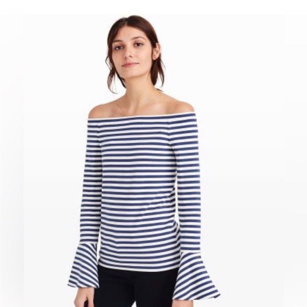 Club Monaco Blue and White Striped Bethshiba Top; Size XS - Picture 2 of 14